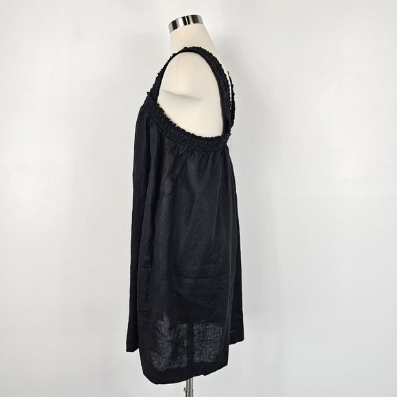 Everlane The Smocked Linen Shift Dress Womens Size Medium Black Sleeveless Flowy - Picture 4 of 16